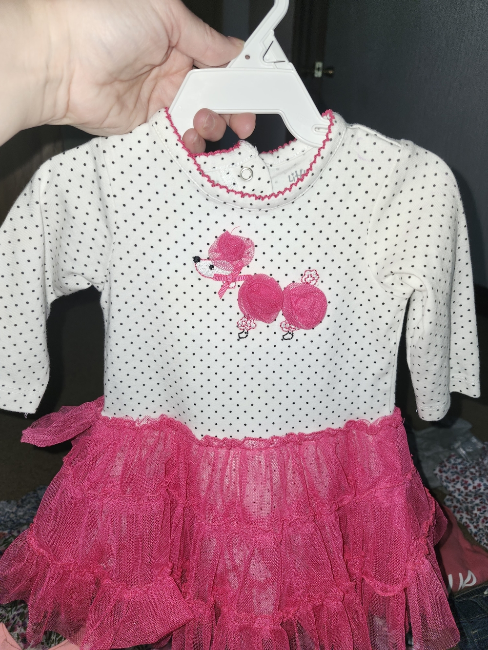 Little Me White Polka Dot Baby Dress with Pink Trim